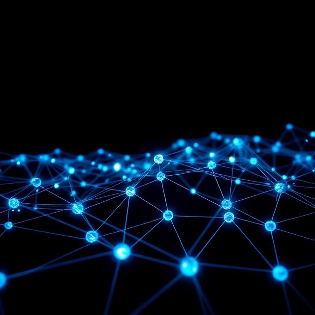 A field of connected nodes representing the spread of exposure across a trading system.